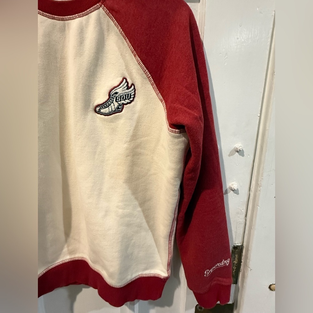 Superdry Red and White Sweatshirt with Logo - Picture 2 of 5
